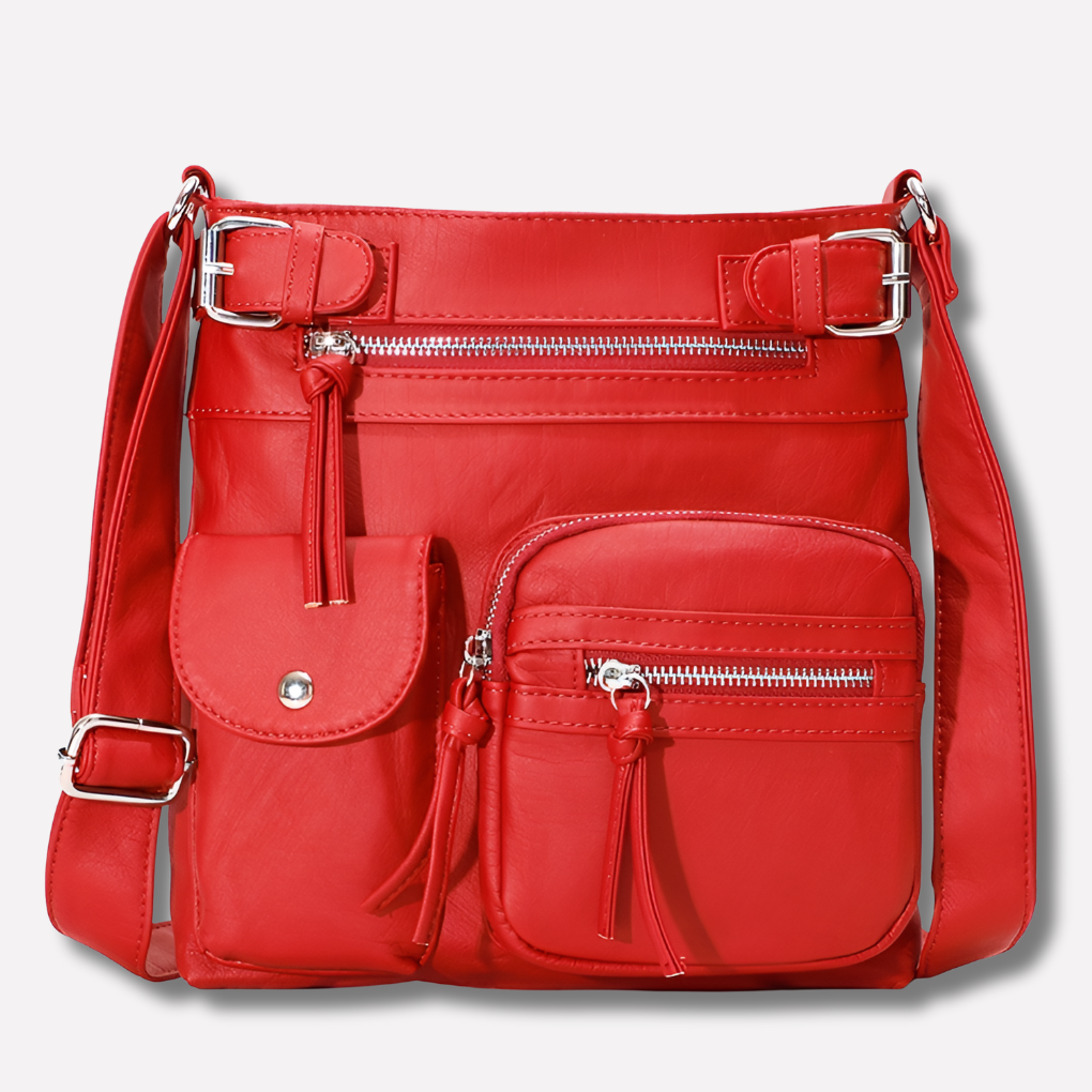 Dames schoudertas van leer met meerdere vakken