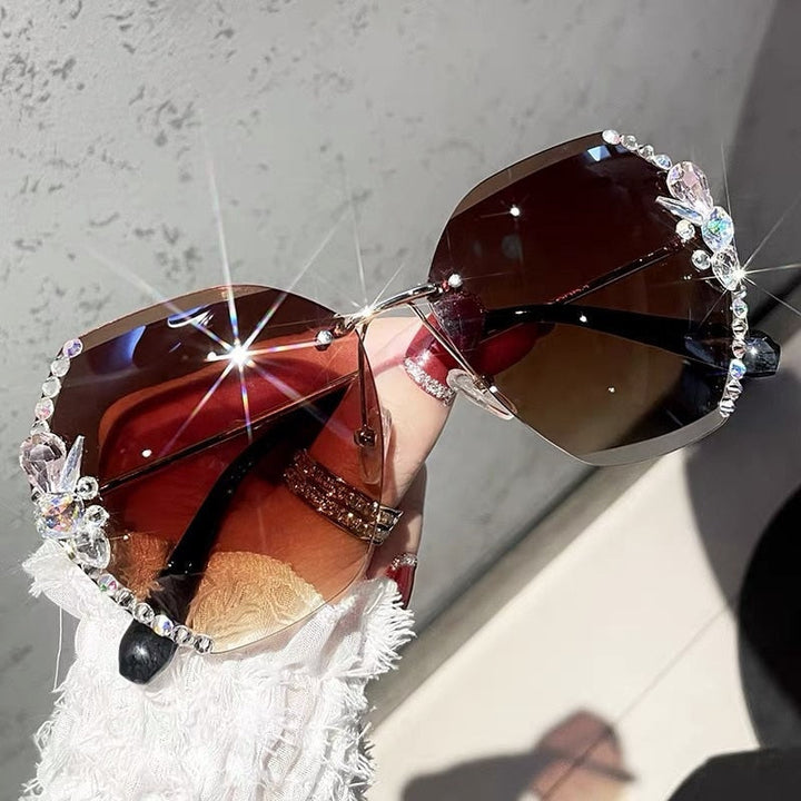 Randloze Zonnebril met Strass
