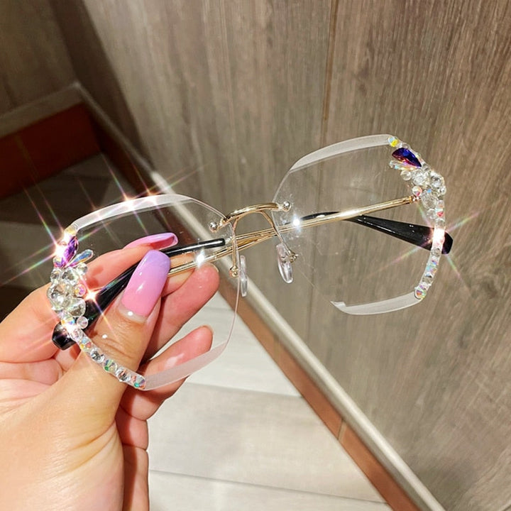 Randloze Zonnebril met Strass