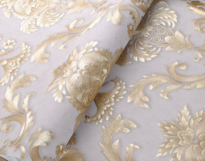 Gouden Textuur Luxe Klassieke 3D Damast Behangdecoratie