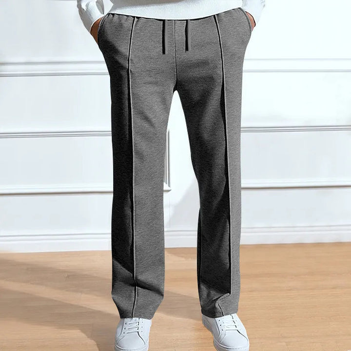 Herenbroek met slanke pasvorm en elastische taille met trekkoord