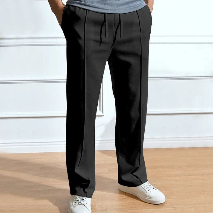 Herenbroek met slanke pasvorm en elastische taille met trekkoord