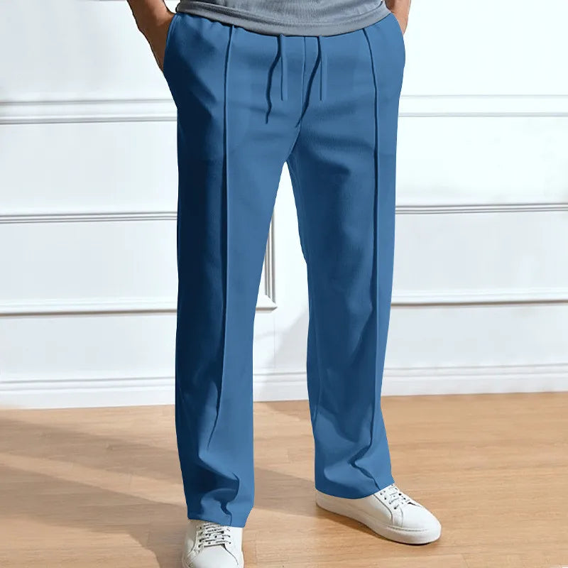 Herenbroek met slanke pasvorm en elastische taille met trekkoord