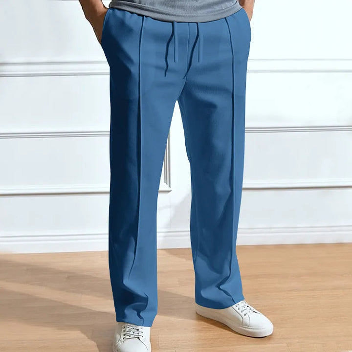Herenbroek met slanke pasvorm en elastische taille met trekkoord