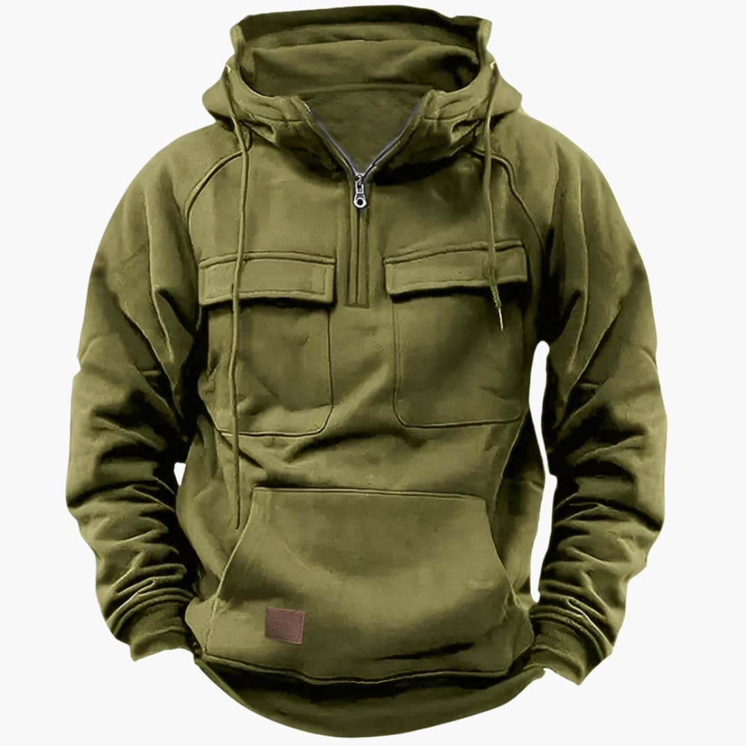 Heren Half‑Zip Hoodie met Borstzakken