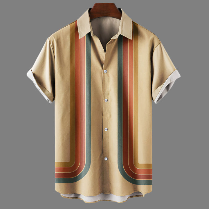 Retro losvallend herenoverhemd met korte mouwen