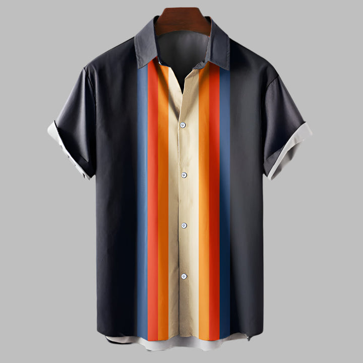 Retro losvallend herenoverhemd met korte mouwen