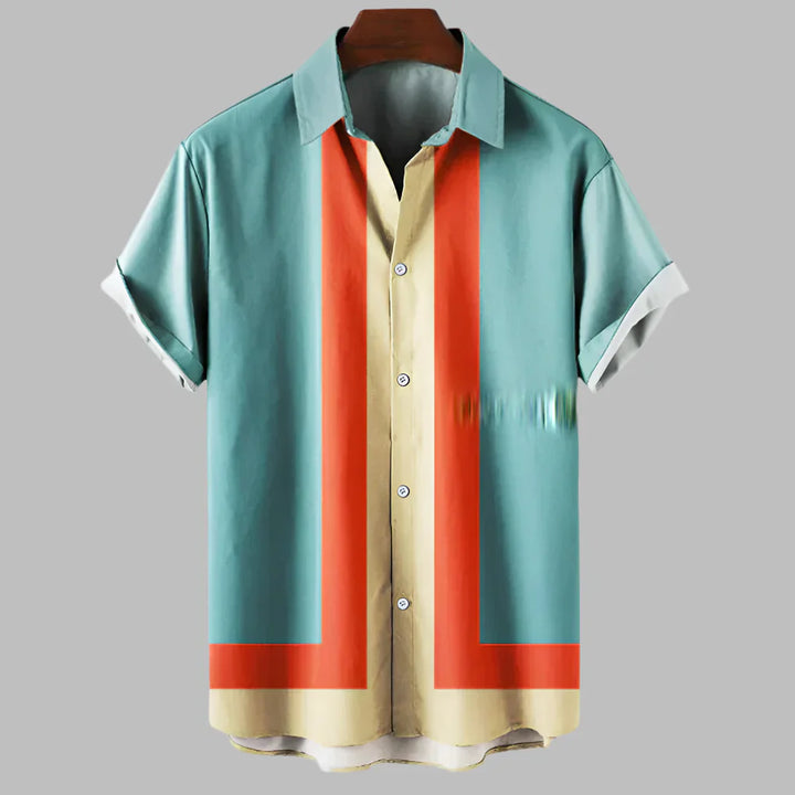 Retro losvallend herenoverhemd met korte mouwen