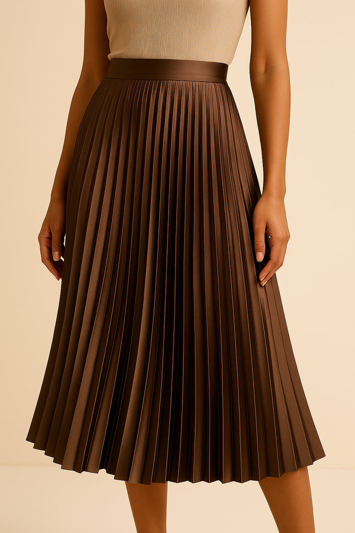 Satijnen Plissérok Hoge Taille