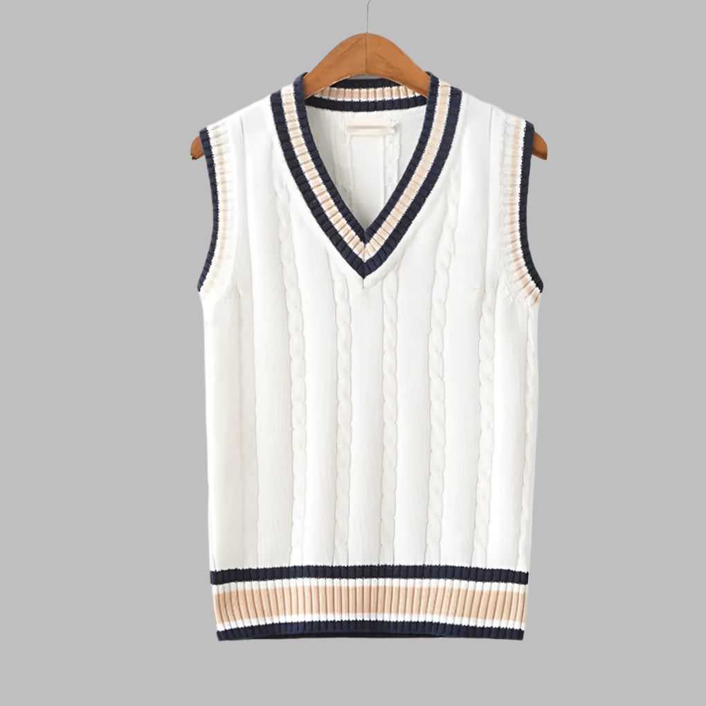 Retro gestreepte preppy stijl mouwloze trui