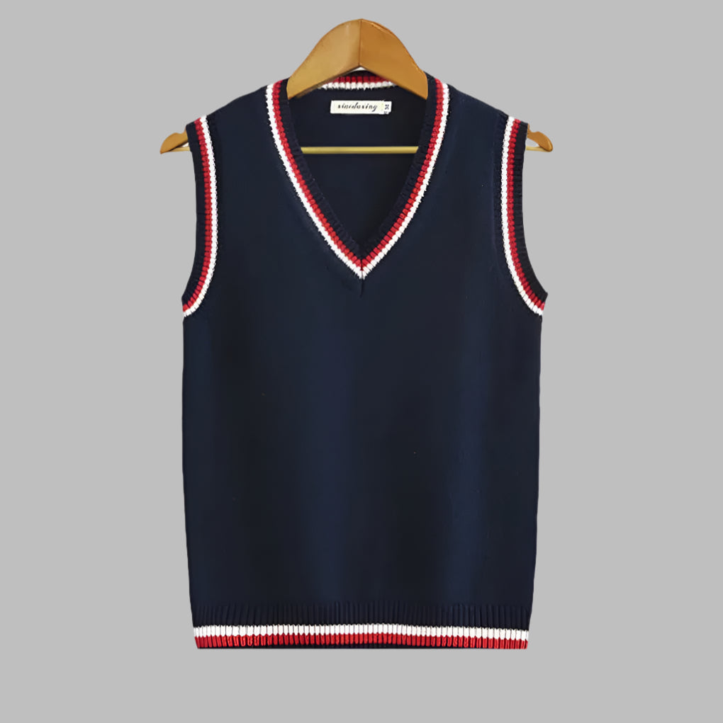 Retro gestreepte preppy stijl mouwloze trui