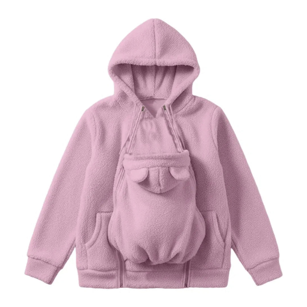 Zachte fleece-hoodie voor babydragen met voorzak