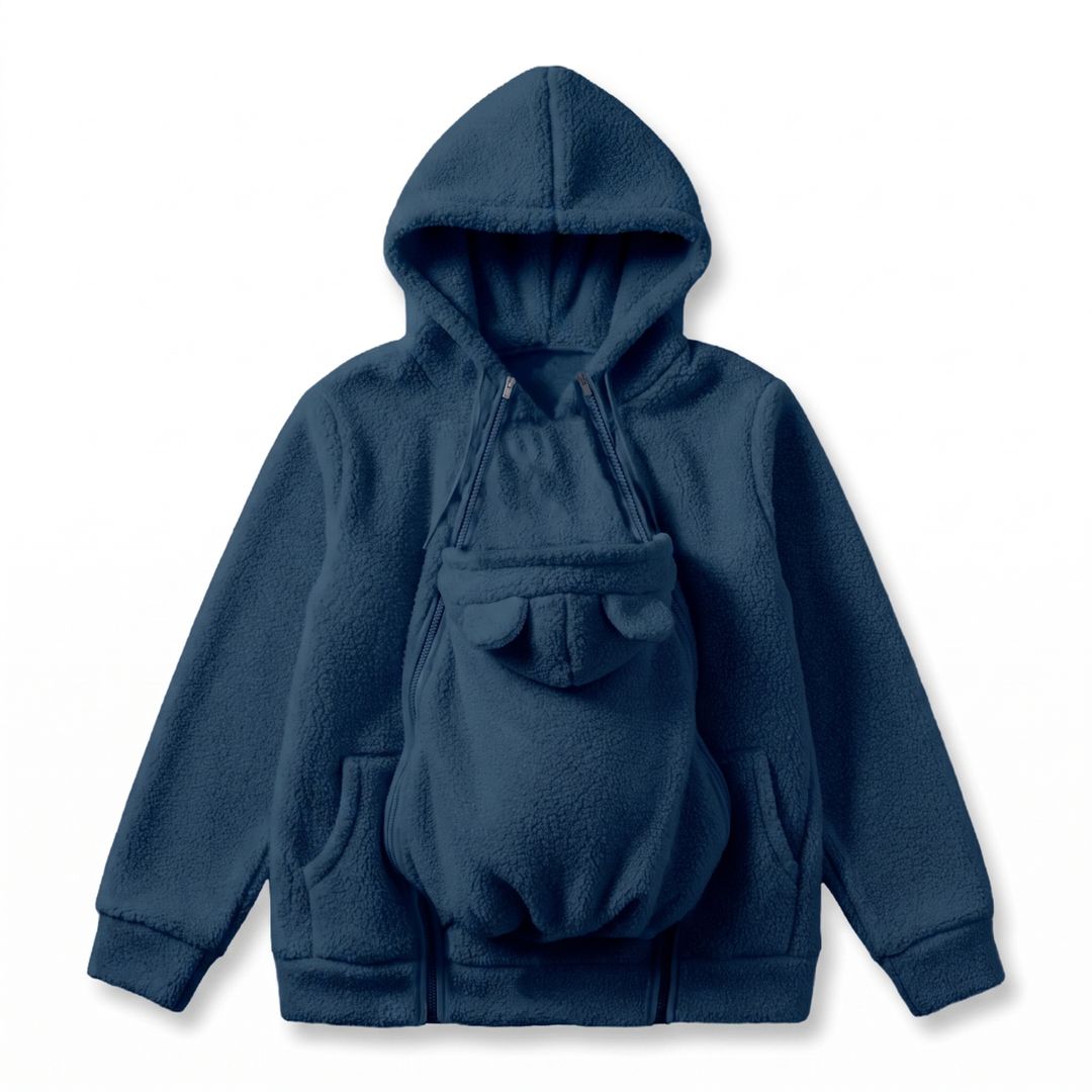Zachte fleece-hoodie voor babydragen met voorzak