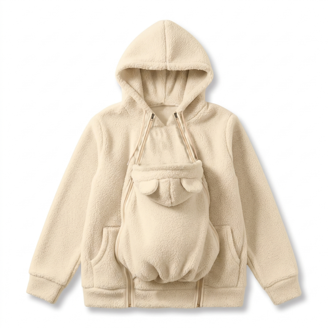 Zachte fleece-hoodie voor babydragen met voorzak