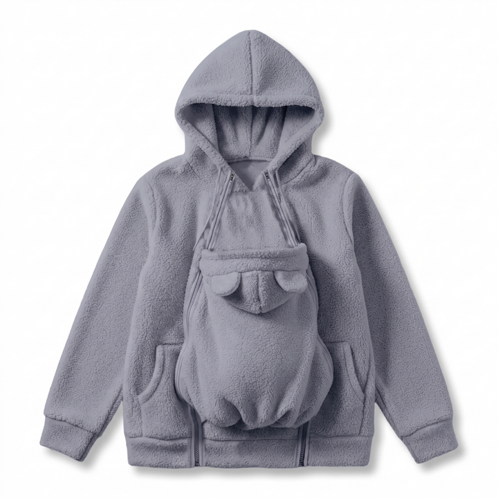 Zachte fleece-hoodie voor babydragen met voorzak