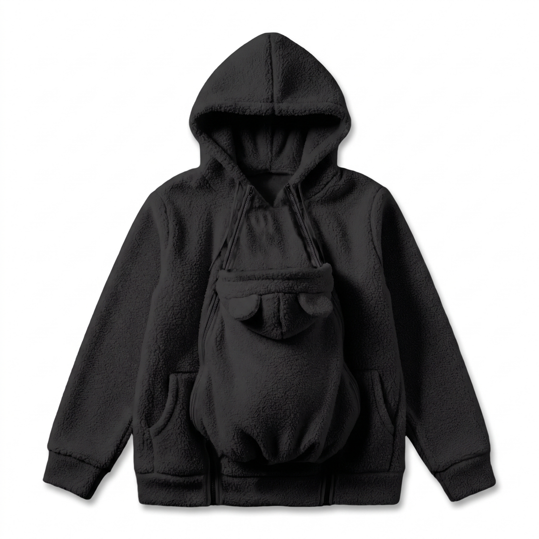 Zachte fleece-hoodie voor babydragen met voorzak