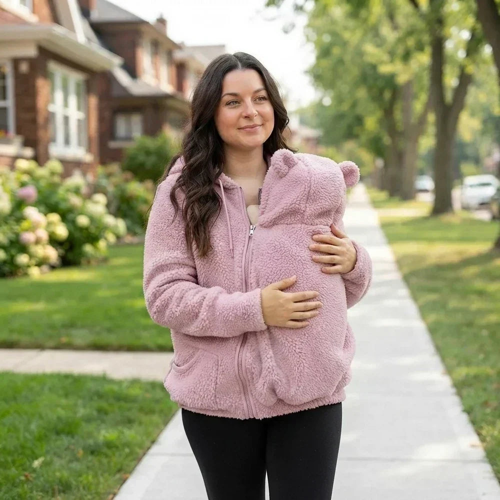 Zachte fleece-hoodie voor babydragen met voorzak