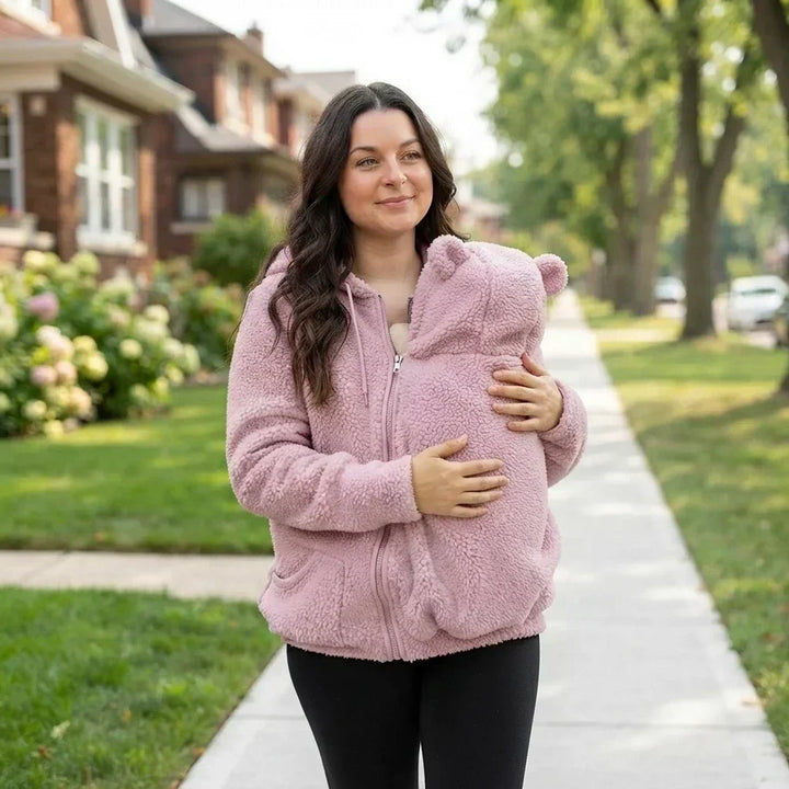 Zachte fleece-hoodie voor babydragen met voorzak