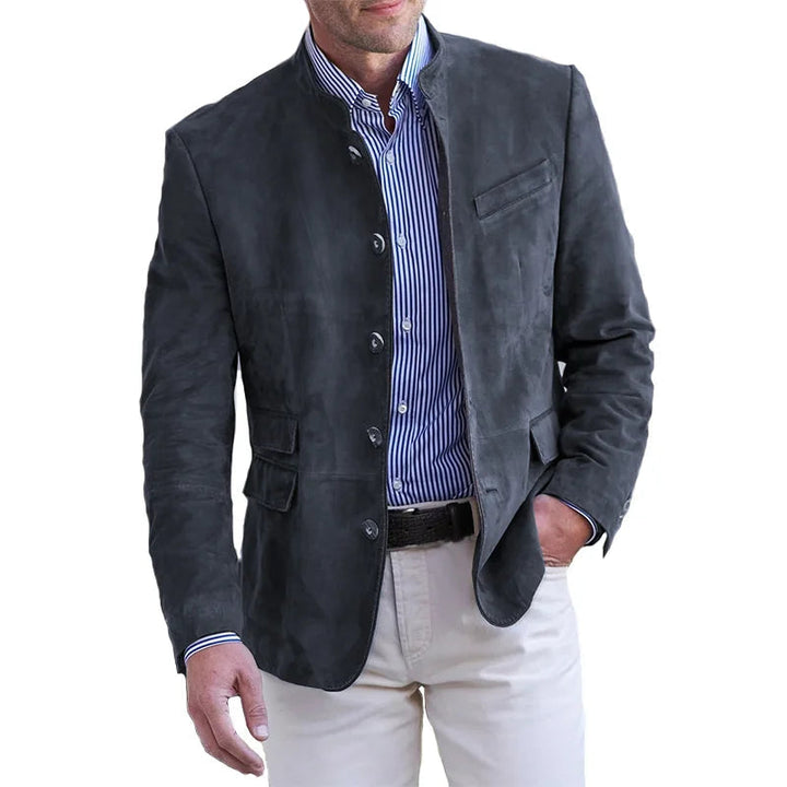 Herenjasje met opstaande kraag en knoopsluiting, regular-fit blazer