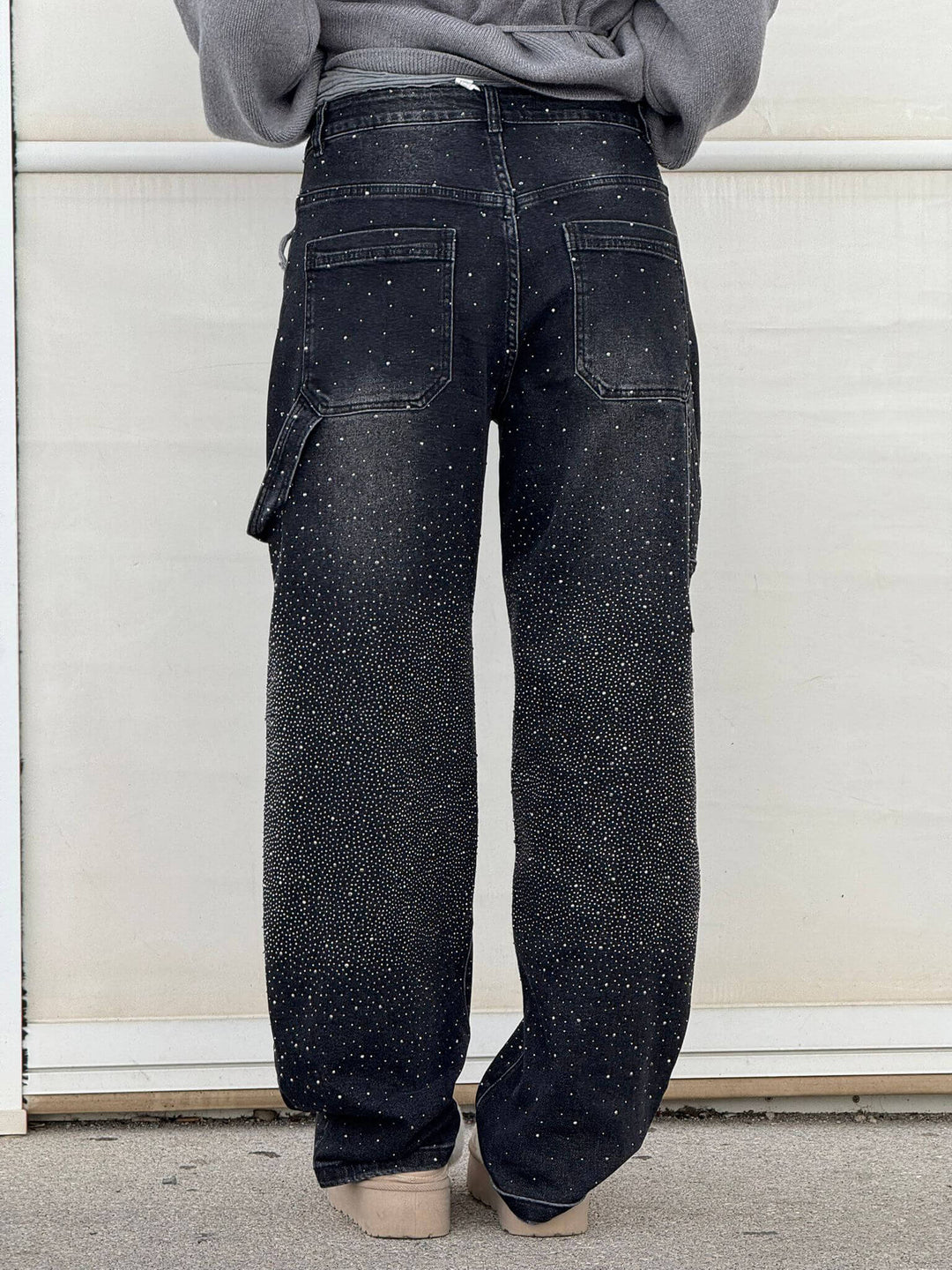 Rhinestone Wide Leg Jeans voor Dames