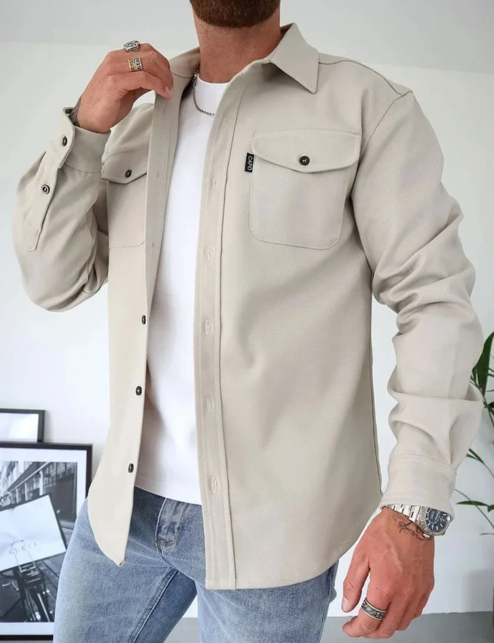 Heren Casual Shirt Jacket voor Herfst & Winter