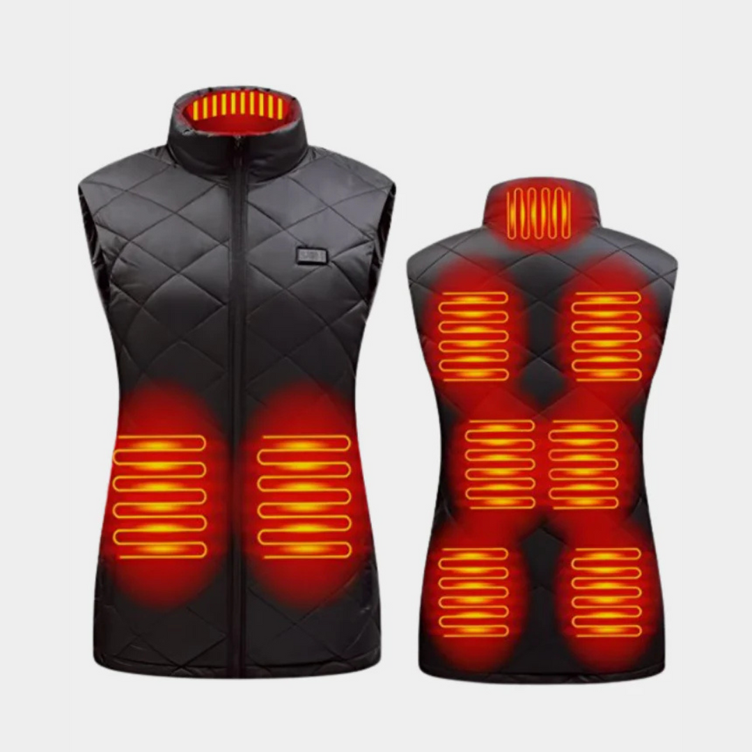 Verwarmde bodywarmer dames met 9 zones en dubbele bediening
