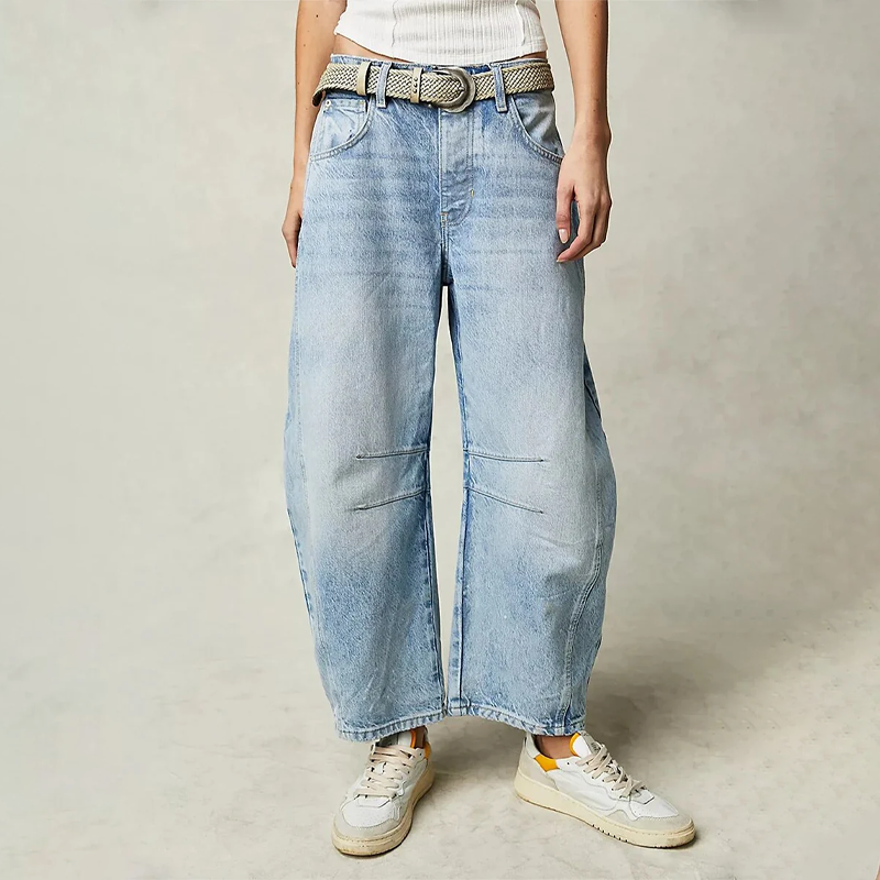 Dames casual wijde jeans – comfortabele stretchdenim, casual broek voor dagelijks gebruik