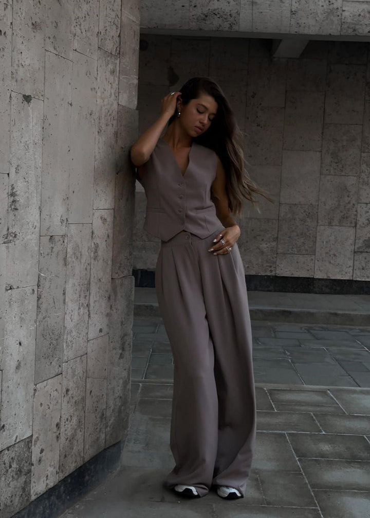 Sorelle – Elegant Mouwloos Blazerpak voor Dames