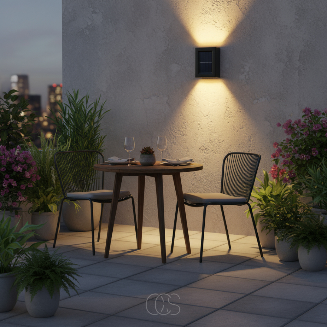 Draadloze zonne-energie-wandlamp voor buiten met sensor, IP65 waterdicht