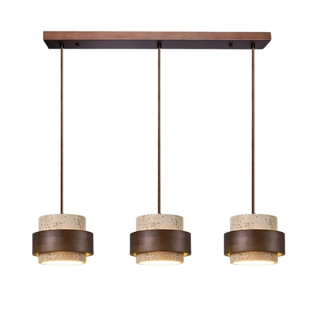 Orvina Wabi-Sabi Hanglamp in Natuurlijk Travertin, Cilindervorm - Keukeneiland Japandi