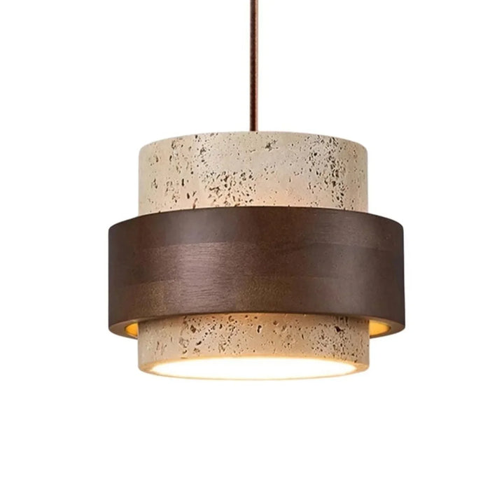 Orvina Wabi-Sabi Hanglamp in Natuurlijk Travertin, Cilindervorm - Keukeneiland Japandi
