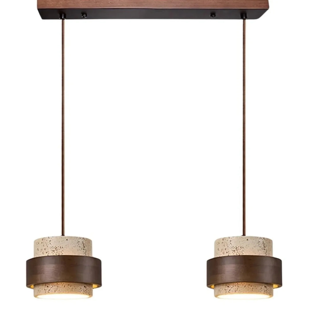 Orvina Wabi-Sabi Hanglamp in Natuurlijk Travertin, Cilindervorm - Keukeneiland Japandi