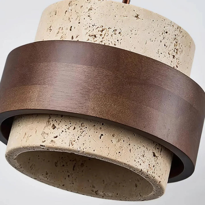 Orvina Wabi-Sabi Hanglamp in Natuurlijk Travertin, Cilindervorm - Keukeneiland Japandi