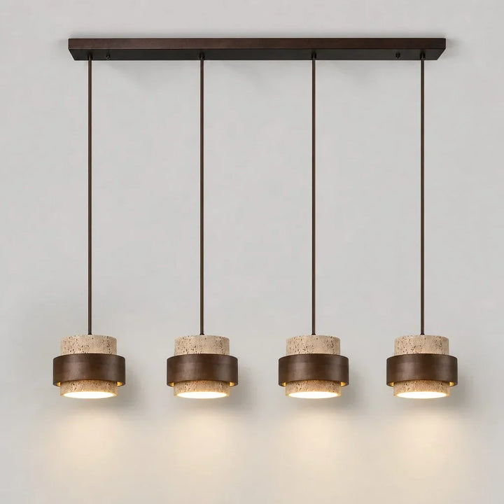 Orvina Wabi-Sabi Hanglamp in Natuurlijk Travertin, Cilindervorm - Keukeneiland Japandi