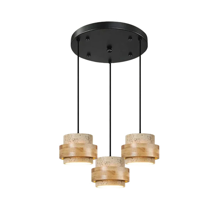 Orvina Wabi-Sabi Hanglamp in Natuurlijk Travertin, Cilindervorm - Keukeneiland Japandi