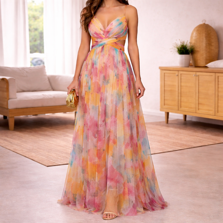 Vrouwen Mesh Maxi Jurk