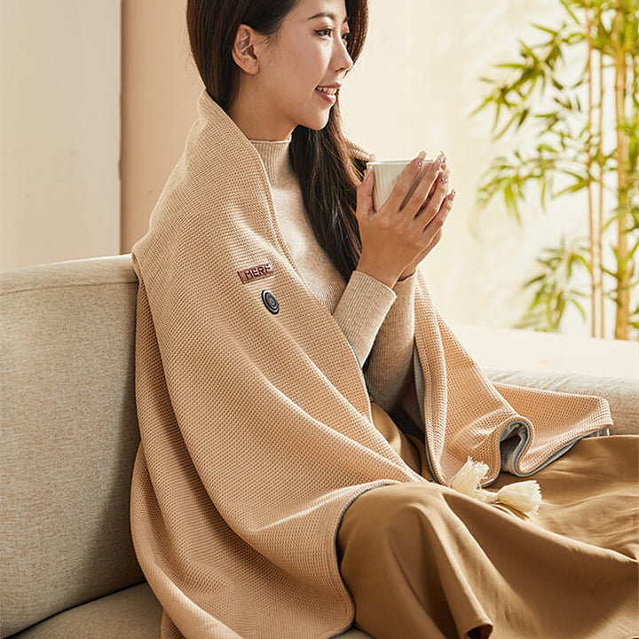 USB-warmteplaid van wafelfleece met drie standen