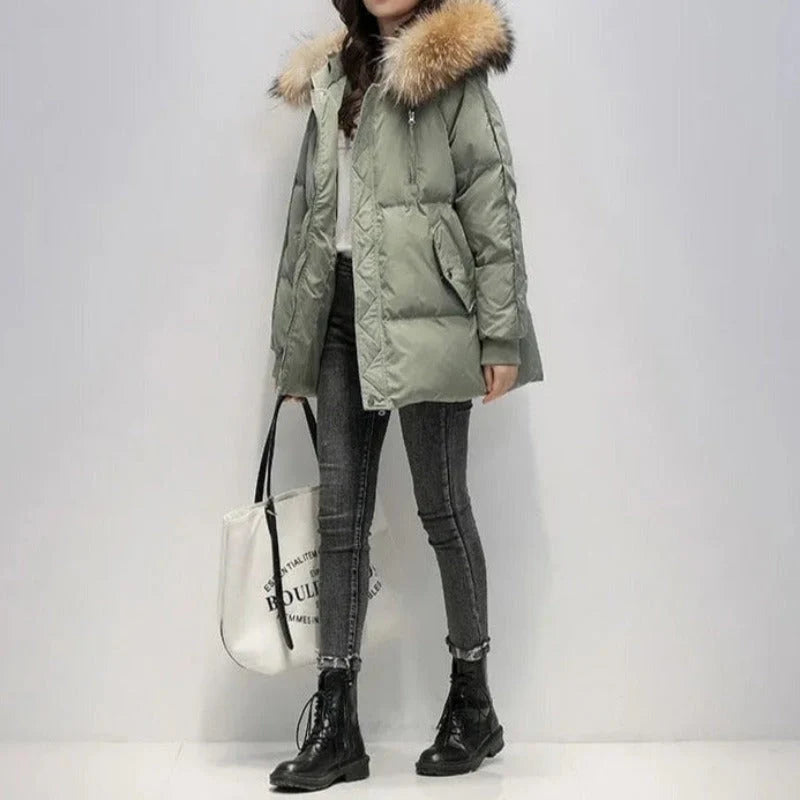 Casual Dames Winterjas Met Imitatiebont - Ami