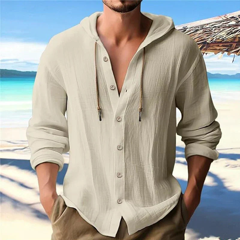 Ademend & Licht Linnen Heren Shirt met Capuchon – Malik