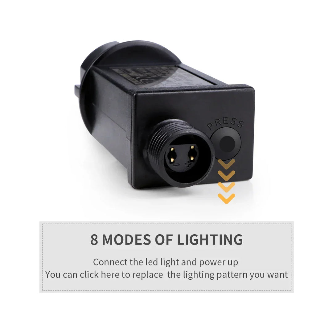 LuminaraX | LED-lichtsnoer buiten 24V | 8 lichtmodi | Waterdicht IP65 | 10–100 m | Voor tuin, huis en kerstversiering