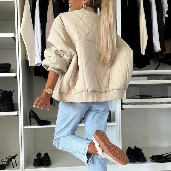 Losvallende Herfstjas met Drukknopen en Zakdetails