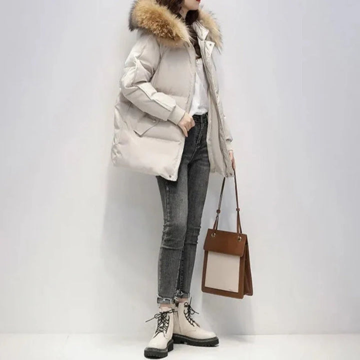 Casual Dames Winterjas Met Imitatiebont - Ami