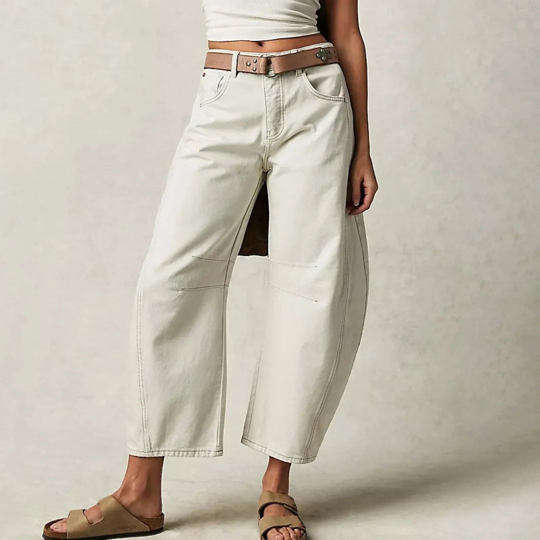 Dames casual wijde jeans – comfortabele stretchdenim, casual broek voor dagelijks gebruik