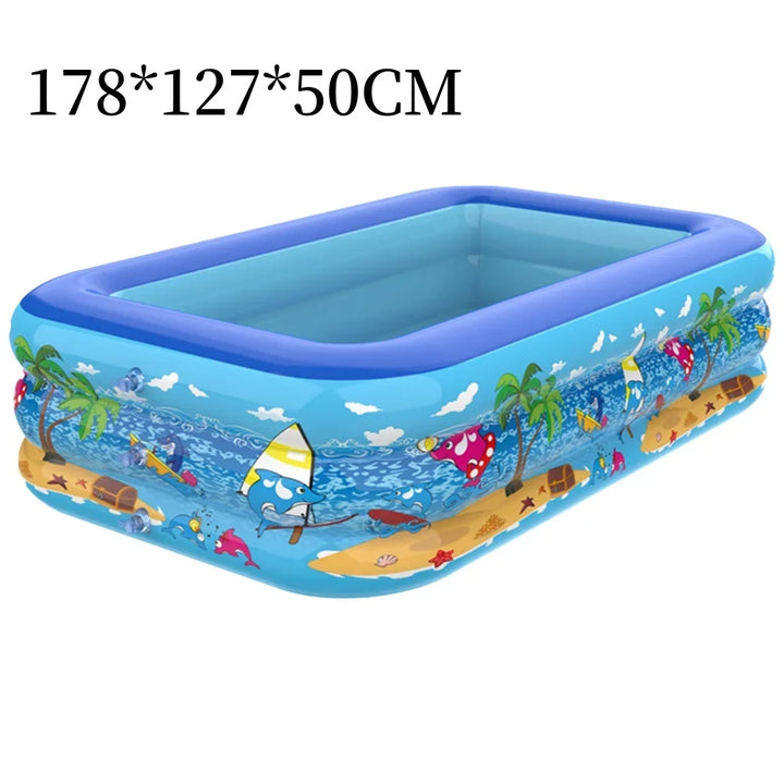 Luftolino Opblaasbaar Kinderzwembad | 110–180 cm | Extra Dik PVC | Cartoon Design voor Tuin en Balkon