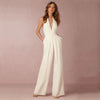 Diepe V-hals jumpsuit met open rug