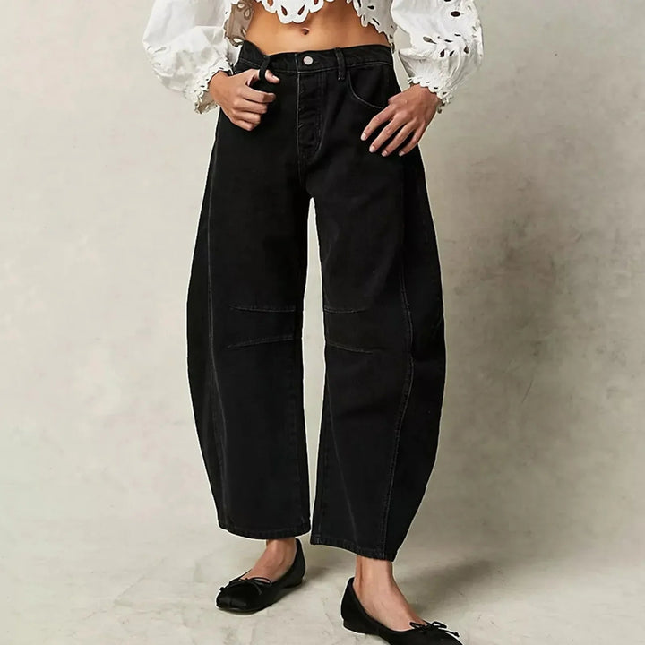 Dames casual wijde jeans – comfortabele stretchdenim, casual broek voor dagelijks gebruik