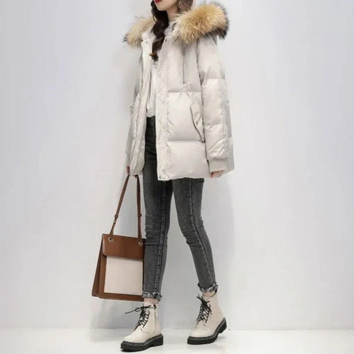 Casual Dames Winterjas Met Imitatiebont - Ami