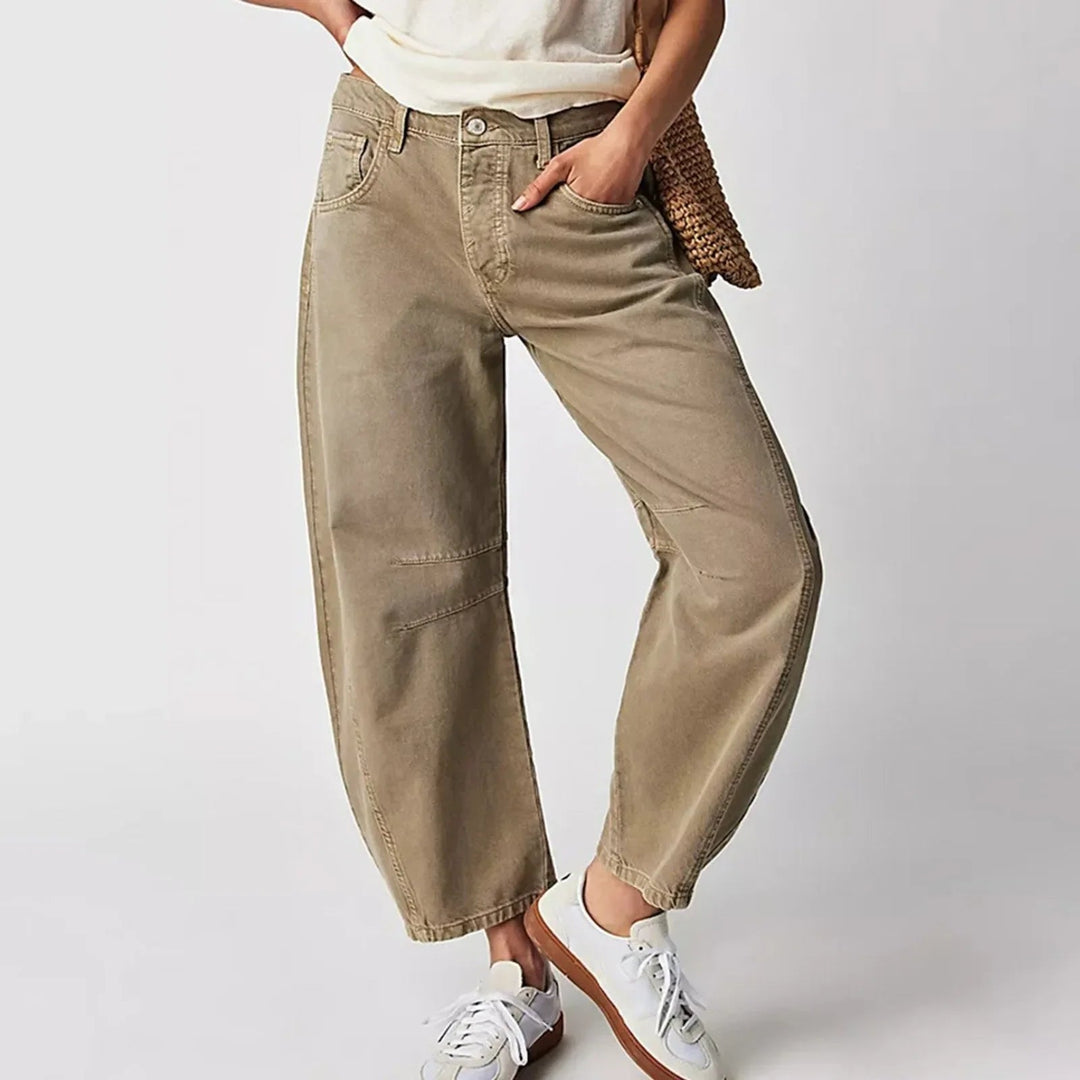 Dames casual wijde jeans – comfortabele stretchdenim, casual broek voor dagelijks gebruik