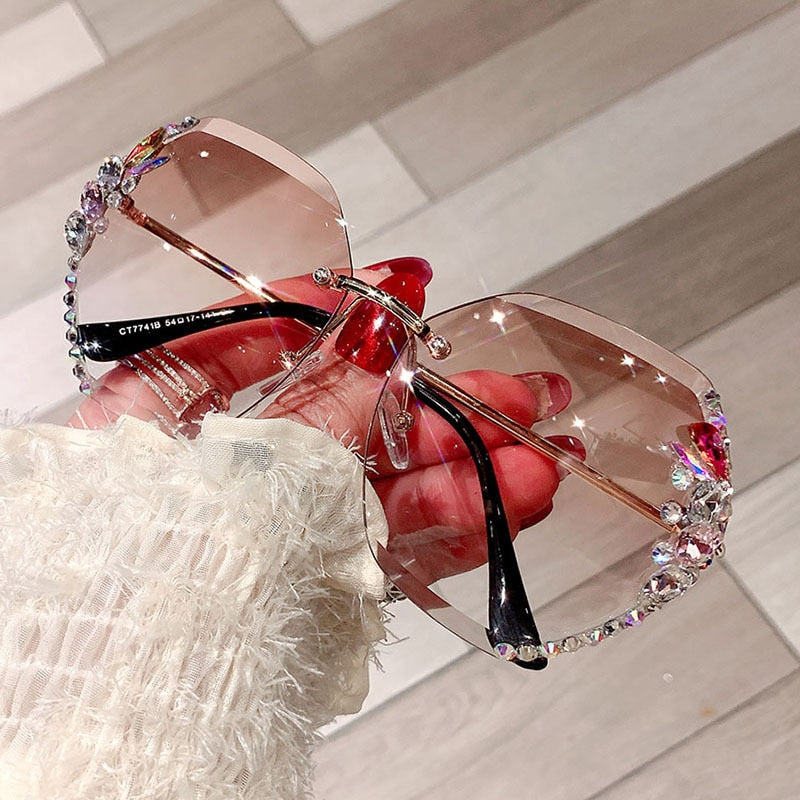 Randloze Zonnebril met Strass