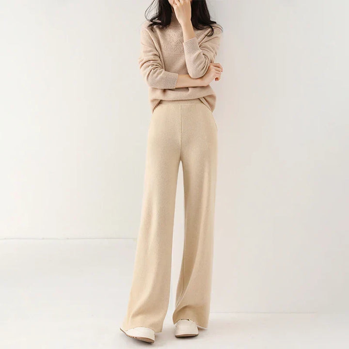 Dames Broek Merinowol Hoge Taille Wide-Leg